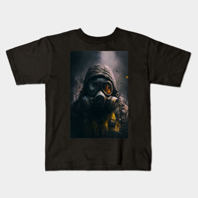 Man In Gas Mask Kids T-Shirt by TortillaChief